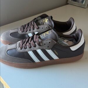 Adidas Samba Chocolate Brown with White Stripes